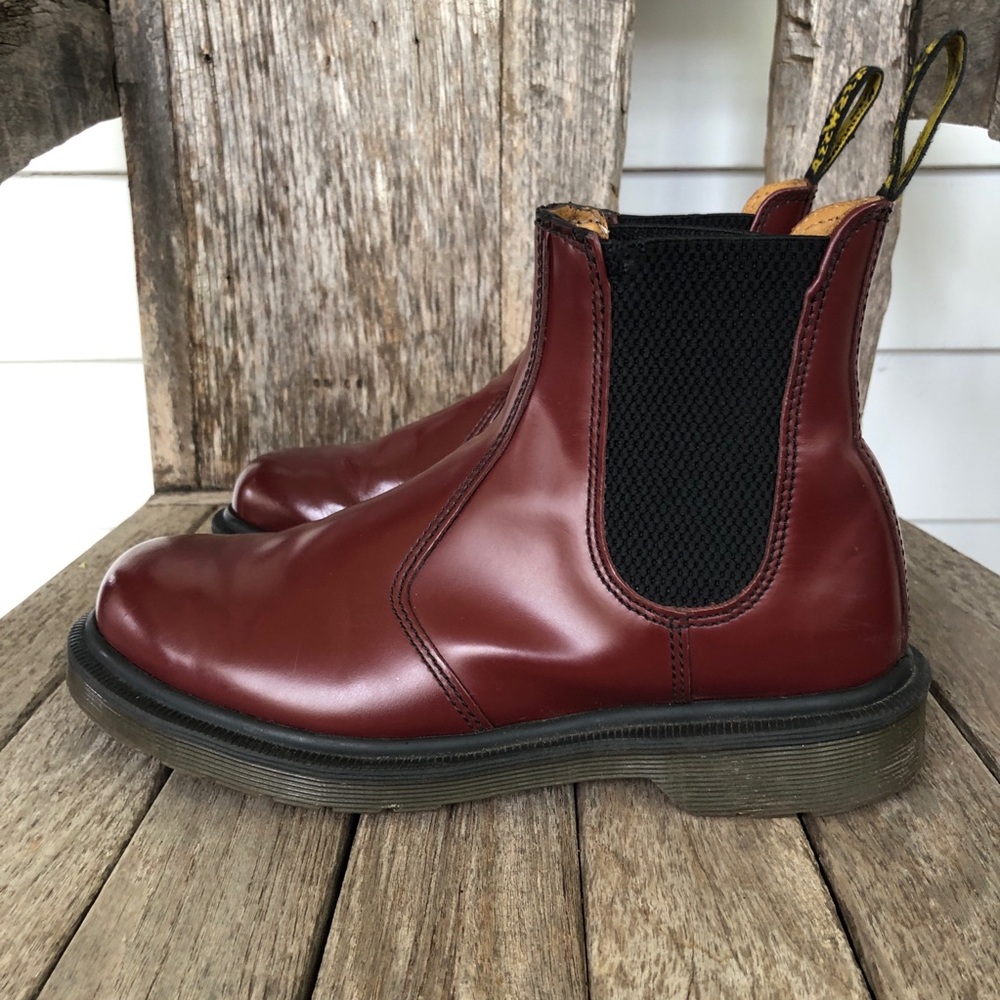 DR. MARTENS Burgundy Leather Chelsea Boots